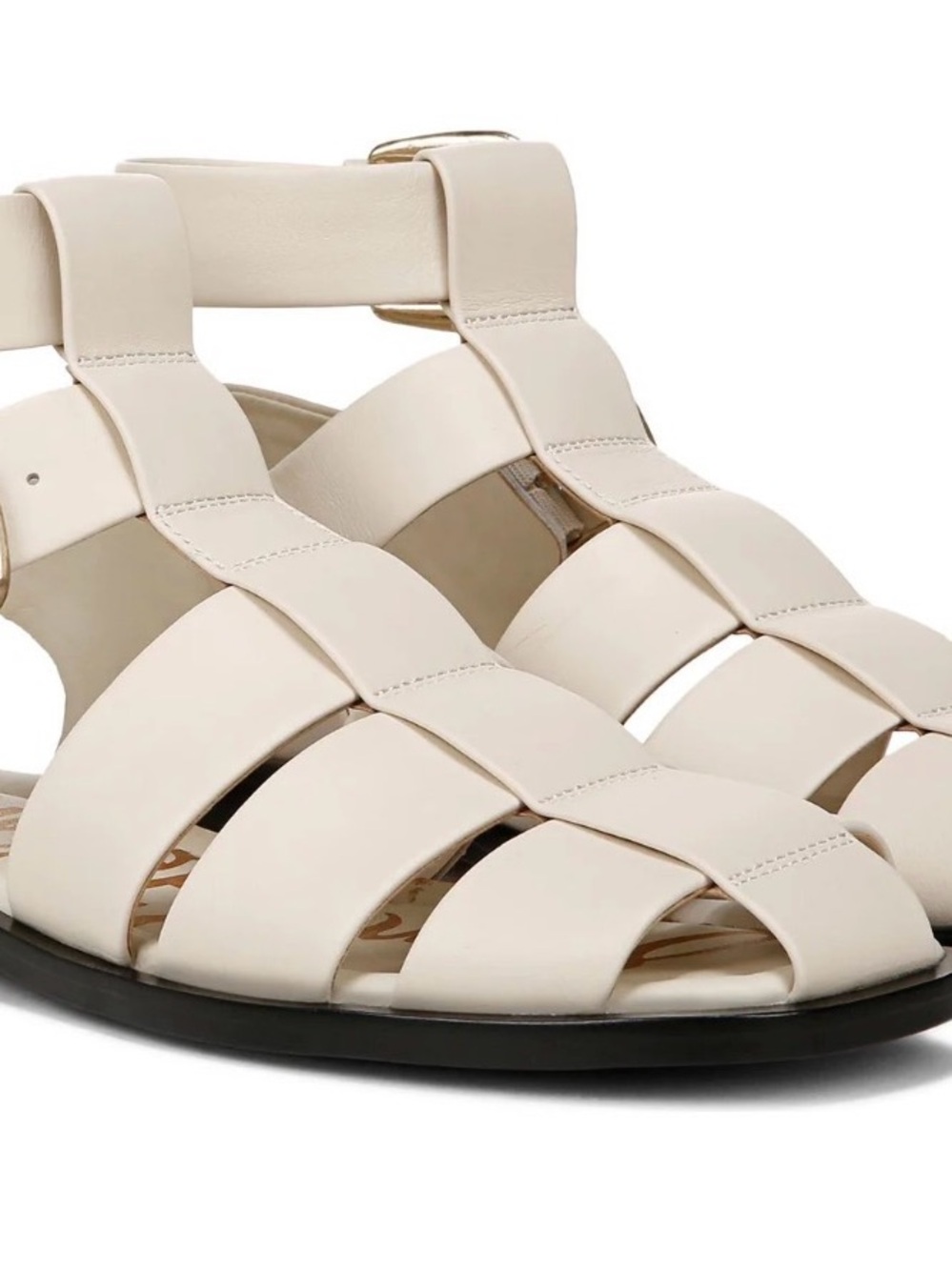 SAM EDELMAN Cream Woven Leather Women’s Sandals